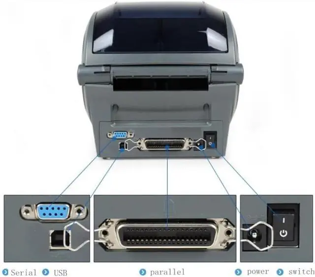 Alt view image 3 of 7 - Ze bra GX430t 300dpi Thermal Transfer Desktop Printer - USB, Serial and Parallel Port Connectivity - Print Width of 4 in, Monochrome Bar code Label Printer