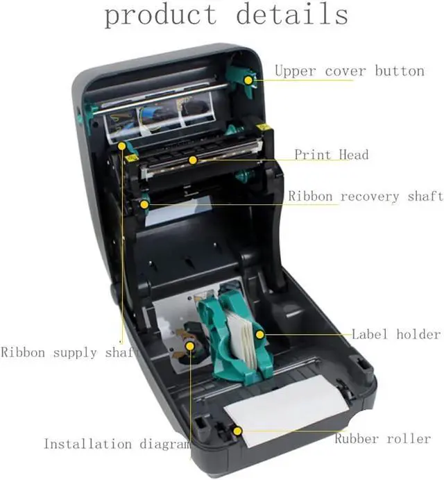 Alt view image 7 of 7 - Ze bra GX430t 300dpi Thermal Transfer Desktop Printer - USB, Serial and Parallel Port Connectivity - Print Width of 4 in, Monochrome Bar code Label Printer