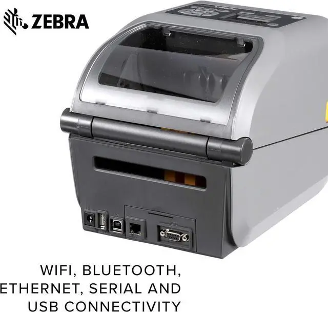 Alt view image 4 of 6 - Ze bra ZD620t Thermal Transfer Desktop Printer with LCD Screen 203 dpi Print Width 4 in WiFi Bluetooth USB Serial Ethernet ZD62142-T01L01EZ