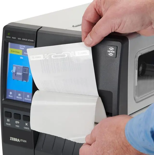 Alt view image 4 of 5 - Ze bra ZT23142-D01000FZ Direct Thermal Industrial Printer, ZT231 Upgraded Version of ZT230, 203 dpi Print Width 4 in Ethernet Bluetooth Serial USB, Includes: Touch Display, Tear Bar