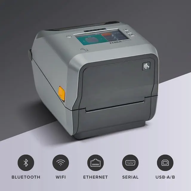 Alt view image 2 of 6 - Ze bra ZD621 Direct Thermal Desktop Printer Color Touch LCD 203 dpi Print Width 4-inch USB Serial Ethernet 802.11ac ZD6A142-D01L01EZ