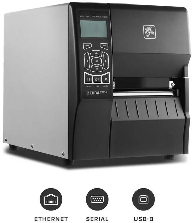 Alt view image 2 of 7 - Ze bra ZT230 Thermal Transfer Industrial Printer 203 dpi Print Width 4 in Serial USB Ethernet ZT23042-T01200FZ