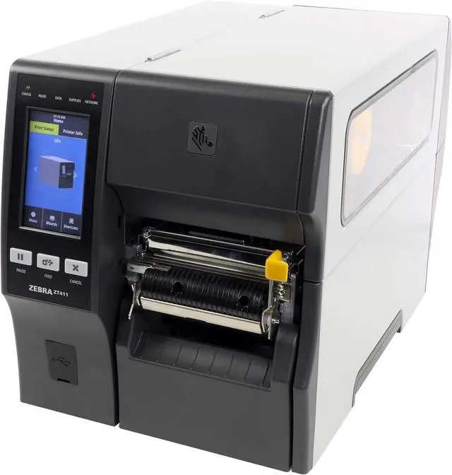 Main image of Ze bra ZT411 Thermal Transfer Industrial Printer 300 dpi Print Width 4 Inches Features Serial, USB, Ethernet, and Bluetooth Connecting Options Peeler with Full Rewind ZT41143-T410000Z