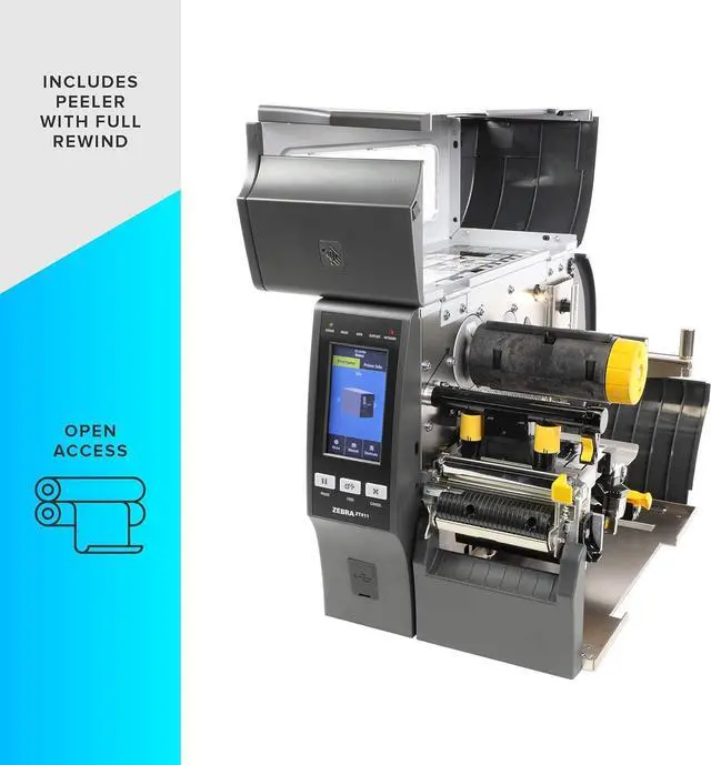 Alt view image 5 of 7 - Ze bra ZT411 Thermal Transfer Industrial Printer 300 dpi Print Width 4 in Serial USB Ethernet Bluetooth Peeler with Full Rewind ZT41143-T410000Z