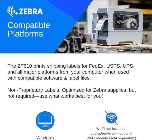 Alt view image 3 of 6 - Genuine ZT620 Thermal Printer - ZT62063-T010100Z