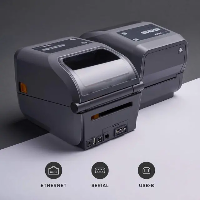 Alt view image 2 of 2 - ZE BRA ZD620t Thermal Transfer Desktop Printer with LCD Screen 203 dpi Print Width 4 in Ethernet Serial USB ZD62142-T01F00EZ