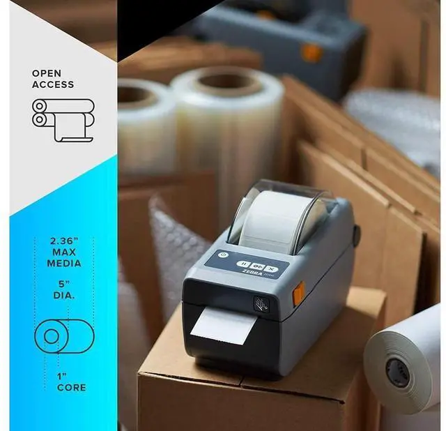 Alt view image 4 of 4 - Ze bra ZD410 Direct Thermal Desktop Printer Print Width of 2 in USB Ethernet Connectivity ZD41022-D01E00EZ