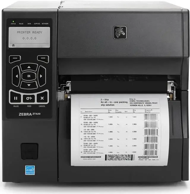 Alt view image 2 of 3 - Ze bra ZT420 6" Industrial Thermal Transfer Label Printer, LCD, 300 dpi, Serial, USB, 10/100 Ethernet, Bluetooth 2.1/MFi, USB Host, EZPL, XML Support, US Cord - ZT42063-T010000Z