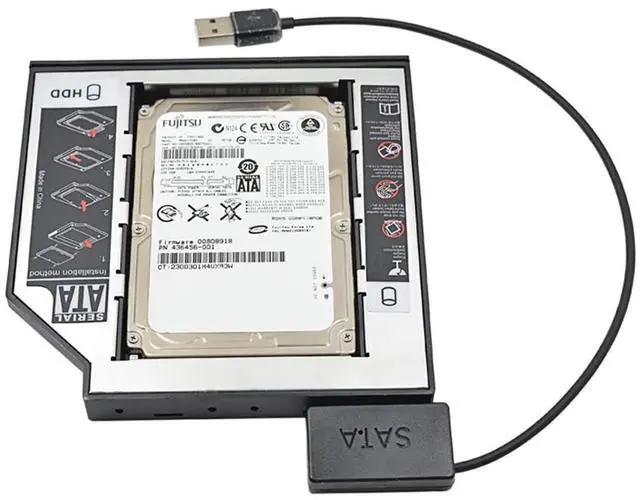 Alt view image 3 of 4 - For Laptop ODD CD-ROM DVD-ROM for 2nd HDD Caddy Drive Adapter Generation lll USB 2.0 to 7+6 13Pin Slimline SATA Cable with LED