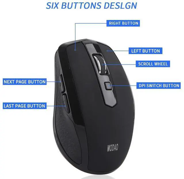 Alt view image 3 of 6 - MODAO 2.4GHZ Type C Wireless Mouse USB C Mice for Macbook/ Pro USB C Devices Ergonomics Optical Mouse Wireless Optical Mouse