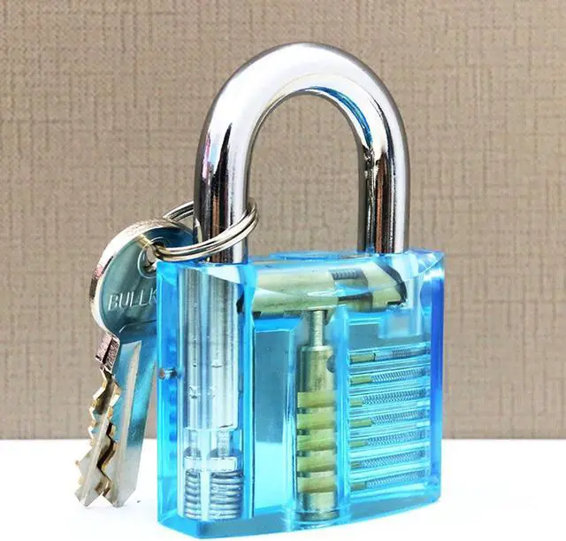Alt view image 2 of 6 - 1pc Transparent Visible Pick Cutaway Practice Padlock Lock With Broken Key Removing Hooks Lock Extractor Set Locksmith Tool