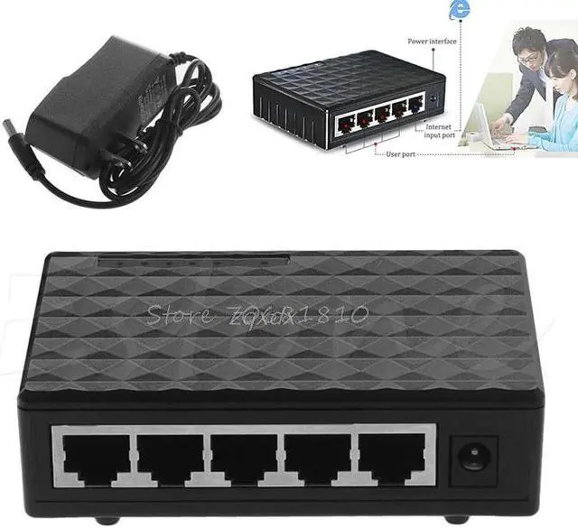 Main image of 5 Port RJ-45 10/100/1000 Ethernet Network Switch Auto-MDI/MDIX Hub DC 5V Whosale&Dropship