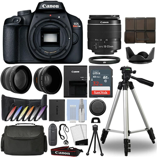 Alt view image 2 of 2 - Canon EOS Rebel T100 Digital SLR Camera+ 18-55mm 3 Lens Kit+ 32GB Best Value Kit