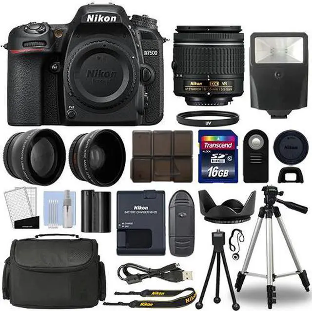 Main image of Nikon D7500 Digital SLR Camera + 18-55mm VR 3 Lens Kit + 16GB Top Value Bundle