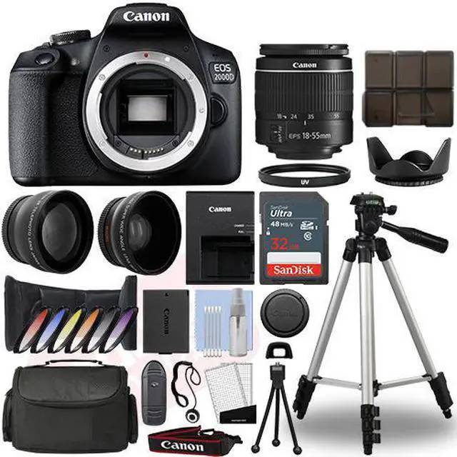 Alt view image 2 of 8 - Canon EOS 2000D / Rebel T7 DSLR Camera + 18-55mm 3 Lens Kit+ 32GB Best Value Kit