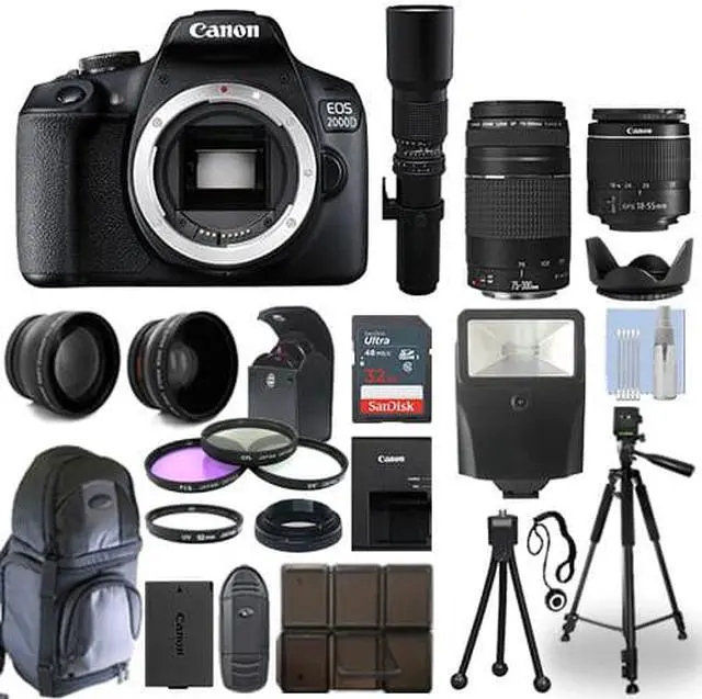 Main image of Canon EOS 2000D / T7 DSLR Camera + 5 Lens Kit: 18-55mm + 70-300mm + 500mm & More