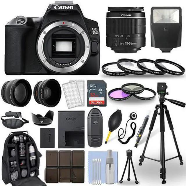 Main image of Canon EOS 250D / Rebel SL3 DSLR Camera + 18-55mm Lens+ 30 Piece Accessory Bundle