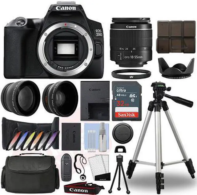 Alt view image 2 of 7 - Canon EOS 250D / Rebel SL3 DSLR Camera + 18-55mm 3 Lens Kit+ 32GB Best Value Kit
