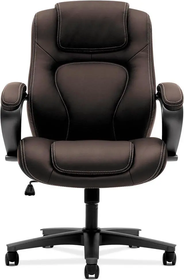 Alt view image 3 of 14 - HON Managerial Office Chair- High-Back Computer Desk Chair with Loop Arms,  Brown (VL402)