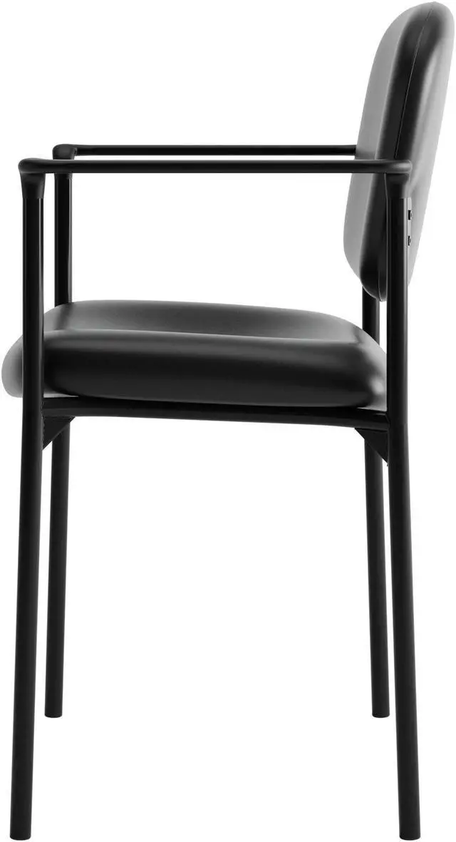 Alt view image 3 of 7 - HON Scatter Guest Chair with Arms- Leather Stacking Office Furniture,  Black (VL616)