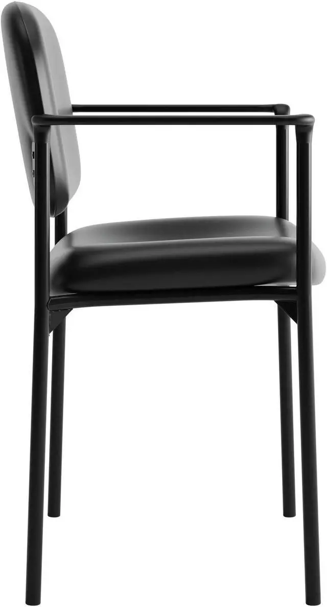 Alt view image 5 of 7 - HON Scatter Guest Chair with Arms- Leather Stacking Office Furniture,  Black (VL616)