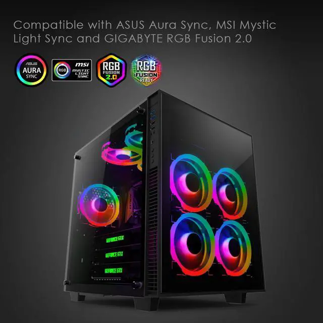 Alt view image 5 of 7 - anidees AI Aureola Duo 120mm 3pcs RGB PWM Dual Light Loop Fan Compatible with 5V 3pins addressable RGB Header, for PC case Fan, Cooler Fan, w/Remote(AI-AR-DUO12)