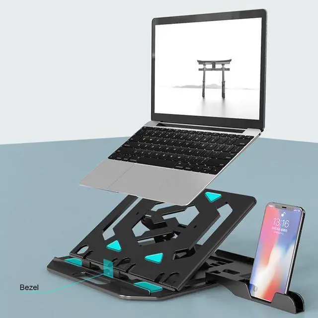 Alt view image 2 of 6 - Elevation Laptop Stand With Phone Stand 11-17 Inch Cooling Rack Adjustable Non Slip Desktop Stand Foldable For Macbook Xiaomi