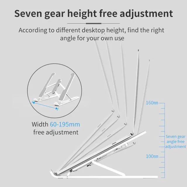 Alt view image 2 of 6 - MAMEN 3 Color Portable Laptop Stand Notebook Support 6 Height Adjustable Cooling Bracket For 15.6 inches Laptop Tablet Universal