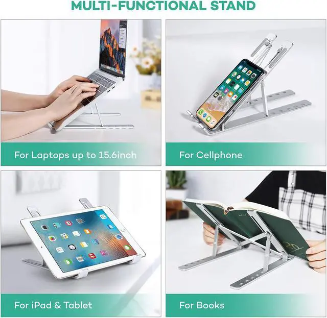 Alt view image 6 of 6 - LEHOM Laptop Stand Holder for Desk, Adjustable Portable Computer Riser Stand, Foldable Aluminum Notebook Elevator for Mac MacBook Pro Air, Lenovo, HP, Dell More 10 to 15.6 inches Laptops Tablets
