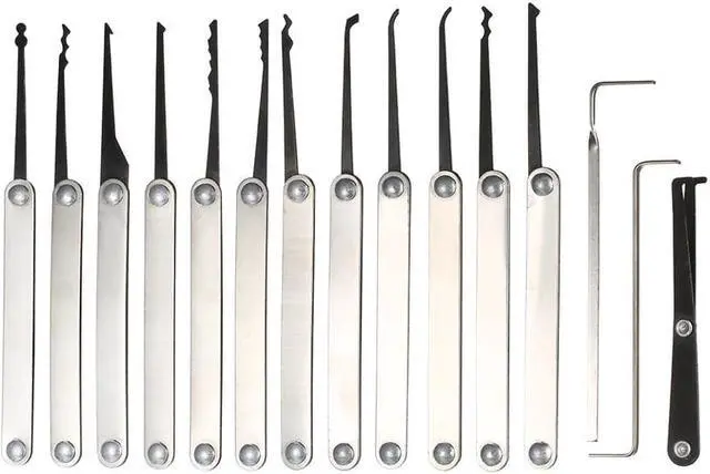 Alt view image 7 of 7 - 15pcs Lock Picking Set Kit Tool with Transparent Practice Training Padlock Lock for Locksmith Beginners and Professional