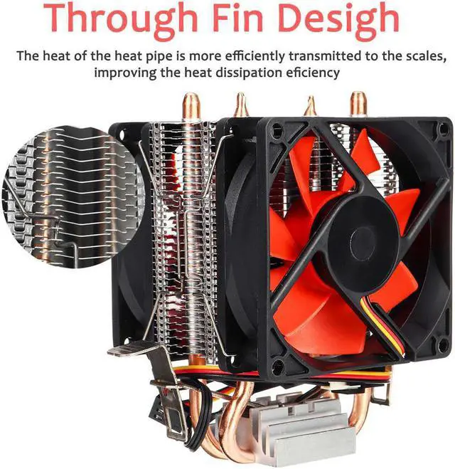 Alt view image 2 of 6 - Mini 3pin 2 Heatpipes CPU Cooler Computer PC CPU Cooler Fan Cooling Dual Fan for Intel LGA 775/1150/1151/1155/1156 AMD AM2 AMD3
