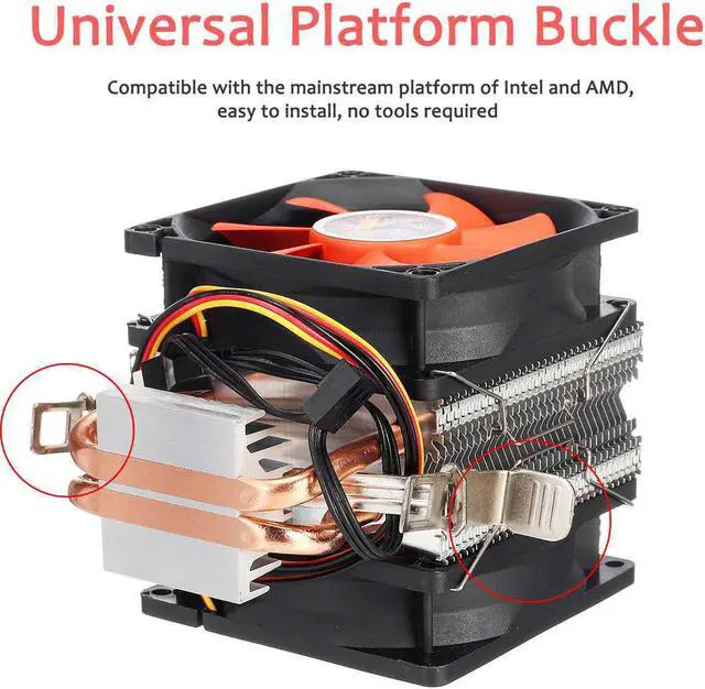 Alt view image 3 of 6 - Mini 3pin 2 Heatpipes CPU Cooler Computer PC CPU Cooler Fan Cooling Dual Fan for Intel LGA 775/1150/1151/1155/1156 AMD AM2 AMD3