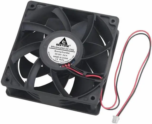 Alt view image 5 of 6 - 1 Piece 245CFM DC 24V 12cm 120x120x38mm Dual Ball Cooling Fan 120mm x 38mm CPU PC Case Cooler 12038B 0.6A High Pressure