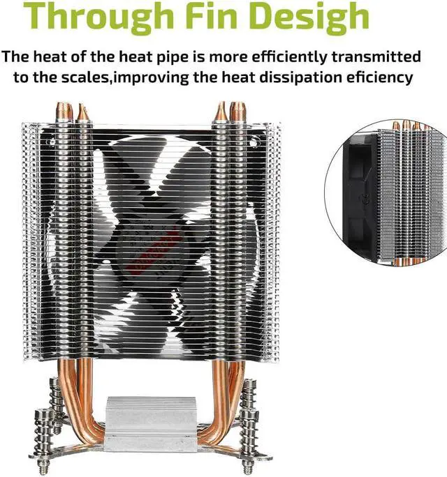 Alt view image 2 of 6 - 4 Copper Heatpipe CPU Cooler Cooling Fan 90mm 3Pin CPU Cooler Fan Cooling Heatsink Radiator for Intel LGA 2011 X79 X99 299