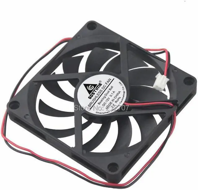 Alt view image 4 of 6 - 12V Dual Ball 80mm 8cm 80*80*10mm 2PIN 3000RPM DC Brushless Cooling Cooler Fan CPU PC Laptop Computer Axial Fan