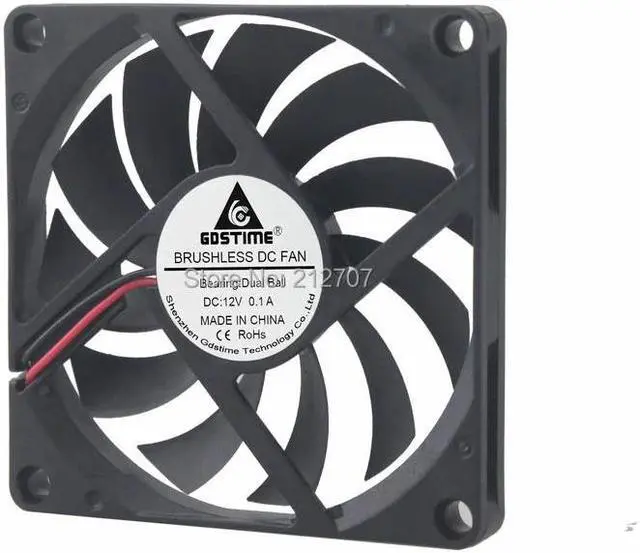 Alt view image 2 of 6 - 12V Dual Ball 80mm 8cm 80*80*10mm 2PIN 3000RPM DC Brushless Cooling Cooler Fan CPU PC Laptop Computer Axial Fan