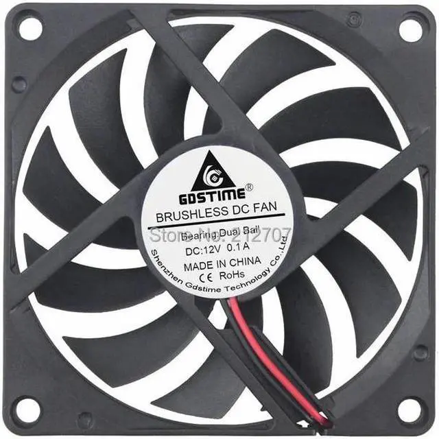 Main image of 12V Dual Ball 80mm 8cm 80*80*10mm 2PIN 3000RPM DC Brushless Cooling Cooler Fan CPU PC Laptop Computer Axial Fan