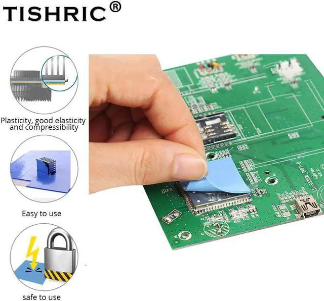 Alt view image 6 of 6 - Silicone Thermal Pad 1mm Adhesive GPU CPU Pc Fan Cooler Heatsink Heat Sink Grease Paste Radiator Cooling Conductive Pads