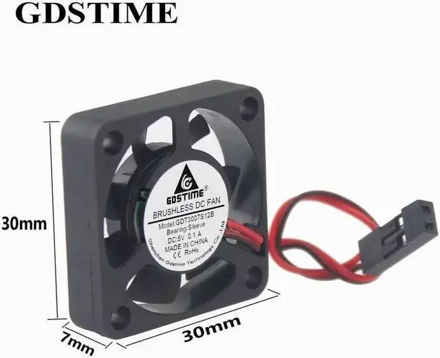 Alt view image 4 of 6 - 1 Piece 3cm 30mm x 7mm DC Brushless Cooling Fan 5V Dupont 2Pin Mini Radiator Cooler 3007 For Raspberry Pi 30x30x7mm