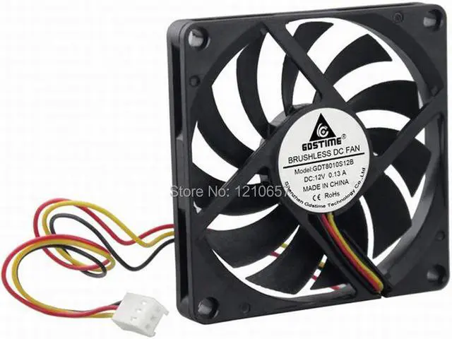 Alt view image 6 of 6 - 2PCS 3Pin 8cm 80x10mm 80mm x 80mm x 10mm DC 12V Brushless Cooling Cooler CPU Fan