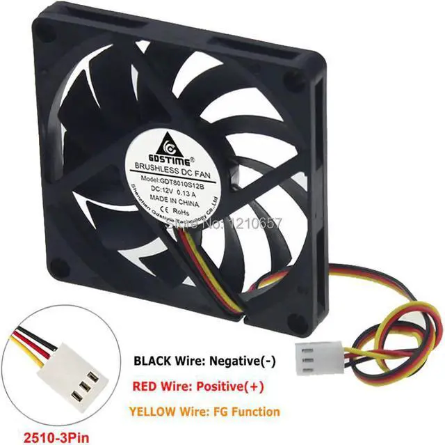 Alt view image 5 of 6 - 2PCS 3Pin 8cm 80x10mm 80mm x 80mm x 10mm DC 12V Brushless Cooling Cooler CPU Fan