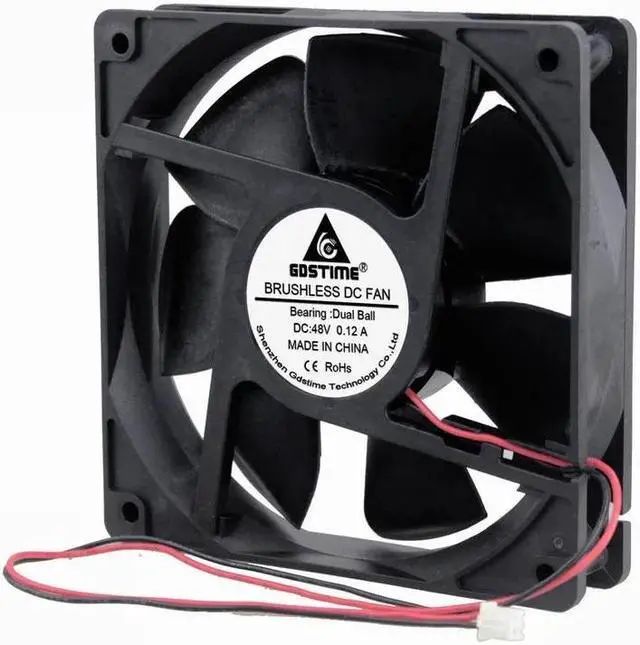 Alt view image 4 of 6 - 1Pieces DC 48V 0.12A 12cm 120mm x 25mm Ball Bearing 120x120x25mm Cooling Fan 48