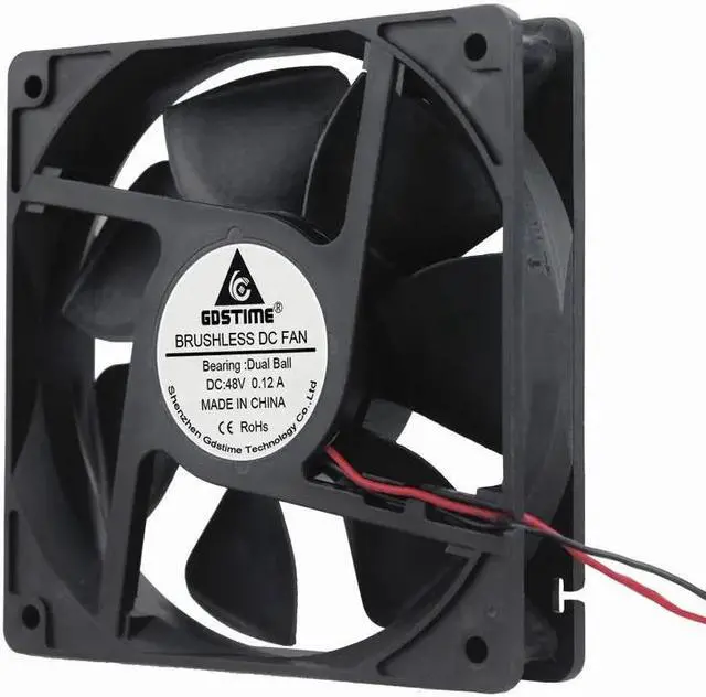 Alt view image 6 of 6 - 1Pieces DC 48V 0.12A 12cm 120mm x 25mm Ball Bearing 120x120x25mm Cooling Fan 48