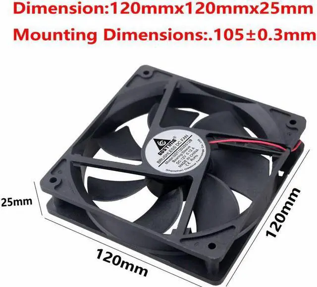 Alt view image 6 of 6 - 1 Pcs 12V 12025S 12cm Brushless DC Cooling Fan 120x120x25mm 120mm 2Pin Connector Computer Case PC Cooler