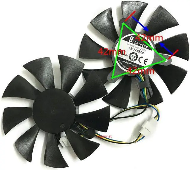 Alt view image 4 of 4 - 2pcs/lot video cards cooler GTX 1070 GPU fan For zotac GTX1070 MINI Graphics Card GPU cooling