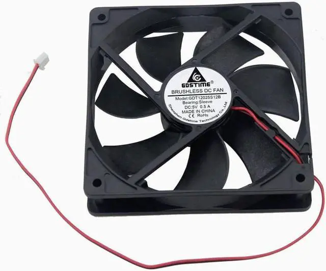 Alt view image 3 of 6 - 1 Pcs DC 5V 120x120x25mm 120mm 0.5A High Speed PC Brushless Cooling Fan 12025S 12cm 2Pin CPU Case Cooler