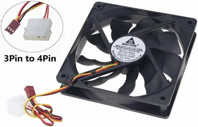 Alt view image 4 of 6 - 1PCS DC 12V 120mm 120X120X25mm PC Computer 3Pin 4Pin Brushless Case Cooling Fan 12cm 120x25mm Cooler Fan