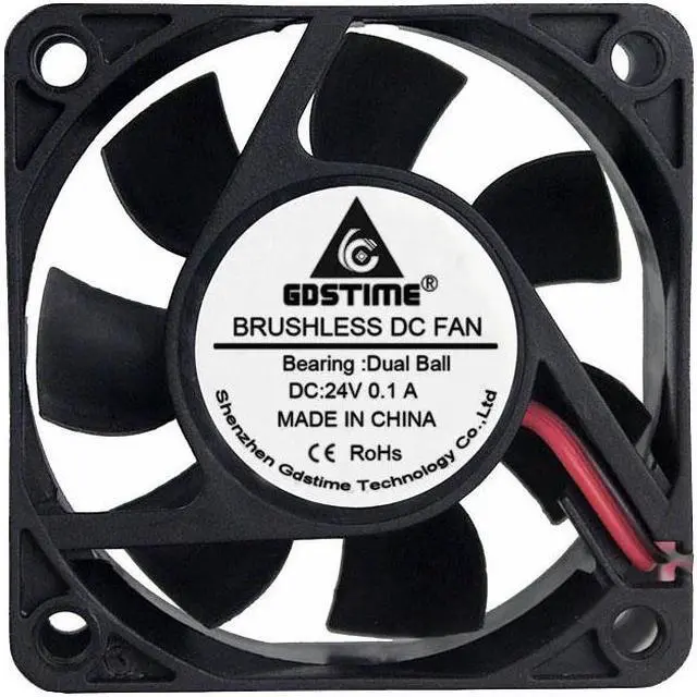 Alt view image 3 of 6 - 2pcs 24V 4700RPM Ball Bearing 60*60*25mm DC 24 Volts 2 Pin Cooler Brushless PC CPU Case Cooling Fan 6025
