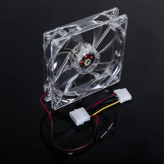 Alt view image 3 of 6 - 4 LED Light Quad PC Computer Clear Case Cooler Fan CPU Cooling Fan 120 x 120 x 25mm Blue/Yellow/Red/Green Lights