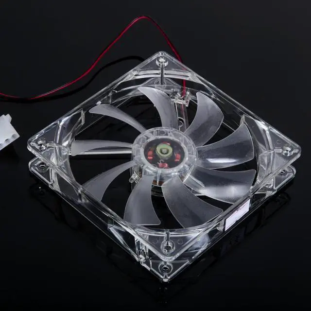 Alt view image 5 of 6 - 4 LED Light Quad PC Computer Clear Case Cooler Fan CPU Cooling Fan 120 x 120 x 25mm Blue/Yellow/Red/Green Lights